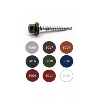   Șurub de asamblare (cu vârf de găurire redus) cu garnitură EPDM, vopsit RAL 8017, 4,8 x 35 mm