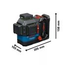 Nivel cu laser pe acumulator BOSCH GLL 18V-120-33 CG in L-BOXX 136 (1 x 4,0 Ah acumulator + încărcător rapid) IP65