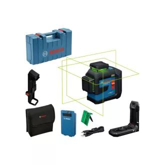   BOSCH Laser cu linii încrucișate verde GLL 80-33CG în valiză (1 x acumulator 3,0 Ah + cablu USB-C) IP65