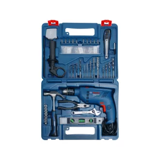   BOSCH Burghiu cu impact GSB 600 + set accesorii 100 piese în carcasă / 600 W