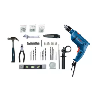   BOSCH Burghiu cu impact GSB 600 + set accesorii 100 piese în carcasă / 600 W
