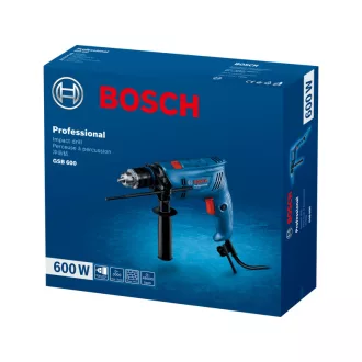   BOSCH Burghiu cu impact GSB 600 + set accesorii 100 piese în carcasă / 600 W