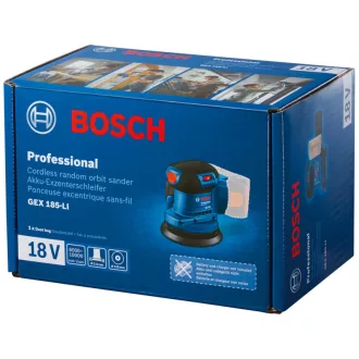   Slefuitor orbital cu acumulator BOSCH 125 mm GEX 185-LI intr-o cutie de carton (fara baterie si incarcator)