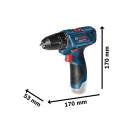 GSR 120-LI (2 x baterie de 2,0 Ah + încărcător) de găurit cu acumulator BOSCH în carcasă