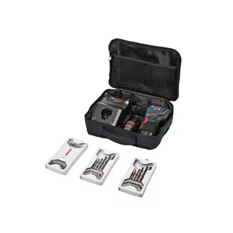   BOSCH mașină de găurit cu acumulator GSR 12V-30 în geantă + seturi de accesorii (2 x baterie de 2,0 Ah + încărcător rapid)