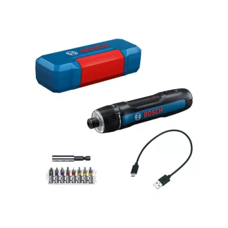   Șurubelniță fără fir BOSCH GO (cu cablu USB-C) + set de biți de 8 piese