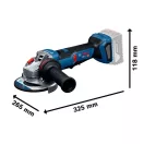 BOSCH Polizor unghiular cu acumulator, mâner rotativ, 125 mm GWS 18V-11PS cu reglaj de turație (fără acumulator și încărcător)