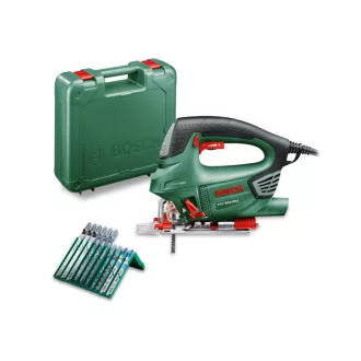   BOSCH Jigsaw PST 900 PEL în carcasă cu mâner etrier / 620 W + pânză de ferăstrău 10 piese incl.