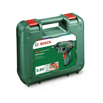   Șurubelniță cu acumulator BOSCH cu schimbător de biți PSR Selectați în cazul 3,6 V