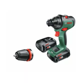   Mașină de găurit cu acumulator BOSCH AdvancedDrill 18 + Adaptor pentru mandrina (2 baterii de 2,5 Ah) în carcasă