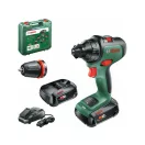 Mașină de găurit cu acumulator BOSCH AdvancedDrill 18 + Adaptor pentru mandrina (2 baterii de 2,5 Ah) în carcasă