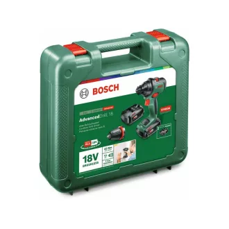   Mașină de găurit cu acumulator BOSCH AdvancedDrill 18 + Adaptor pentru mandrina (2 baterii de 2,5 Ah) în carcasă