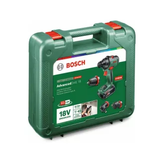   BOSCH AdvancedDrill 18 mașină de găurit cu acumulator + adaptor pentru mandrina (1 x baterie de 2,5 Ah) în carcasă