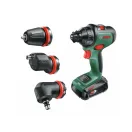 Mașină de găurit cu acumulator BOSCH AdvancedDrill 18 + adaptoare (2 baterii de 2,5 Ah) în carcasă