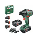 Mașină de găurit cu acumulator BOSCH AdvancedDrill 18 + adaptoare (2 baterii de 2,5 Ah) în carcasă