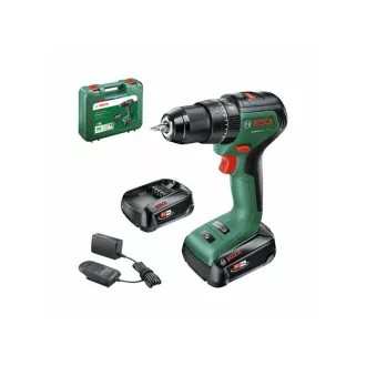   BOSCH Mașină de găurit cu percuție cu acumulator UniversalImpact 18V-EC 60 Nm în carcasă (2 baterii de 2,0 Ah + încărcător)