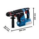 BOSCH Mașină de găurit cu baterie GBH 187-LI într-o cutie de carton (fără baterie și încărcător) cu ONE Mandrină