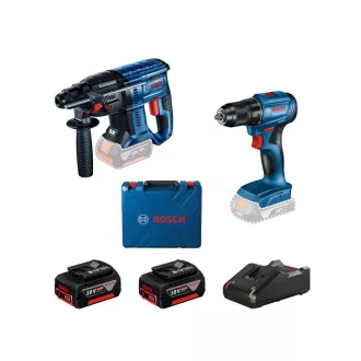   BOSCH mașină de găurit cu acumulator GSR 185-LI + Mașină de găurit cu acumulator GBH 180-LI (2 x baterii de 4,0 Ah + încărcător)
