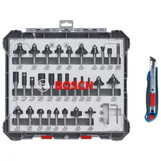   BOSCH Set de freze pentru margini și profile, 15 piese, cu prindere de 8 mm + cadou cuțit