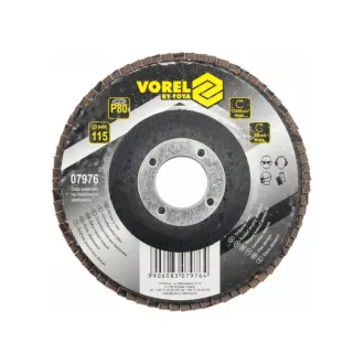 VOREL Disc de șlefuit cu clapete plat 115 x 22,2 mm / P80