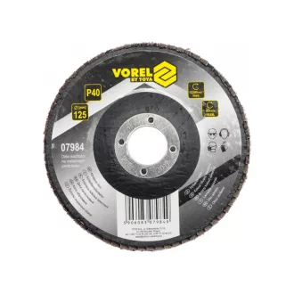 VOREL Disc de șlefuit cu clapete plat 125 x 22,2 mm / P40
