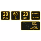 VOREL Sac de gunoi cu clapă 0,02 mm 60 litri (20 buc)