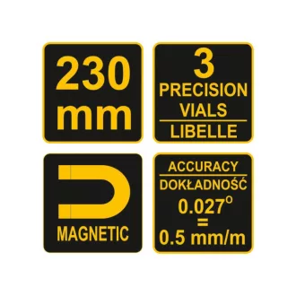 VOREL Nivelă cu bulă torpilă 3 nivelă cu bulă 230 mm
