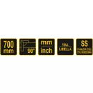 VOREL Nivel unghi drept 700 mm inox
