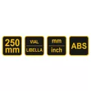 VOREL Protractor cu nivel cu bulă de aer 250 mm ABS