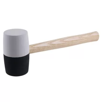Cioc din cauciuc 900 g maner din lemn 65 mm alb-negru