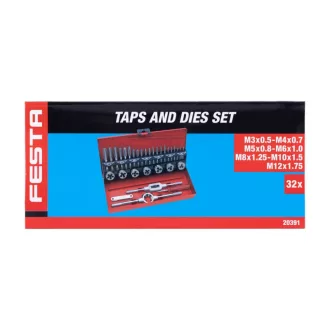   Set de filetare și filetare FESTA (manual) HSS din 32 de piese până la M3-M12