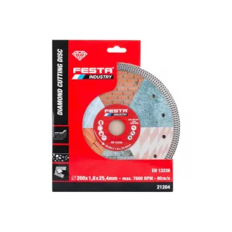 Disc de tăiere cu diamant FESTA 200 x 2,0 x 22,2 mm turbo