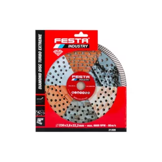   Disc de tăiere cu diamant FESTA INDUSTRY, turbo, 230 x 2,6 x 22,2 mm