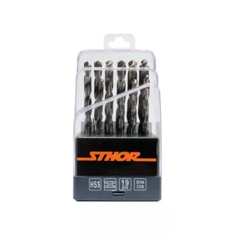STHOR Set de burghie cu șurub 19 bucăți 1,0-13,0 mm HSS