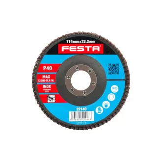 FESTA Disc abraziv 115 x 22,2 mm / P40 inox