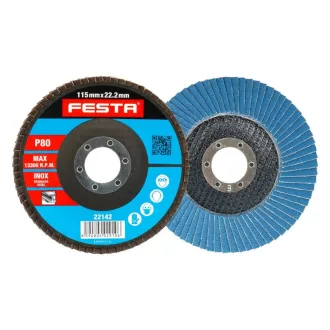 FESTA Disc abraziv 115 x 22,2 mm / P80 inox