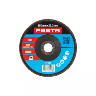 FESTA Disc abraziv 150 x 22,2 / P80 inox
