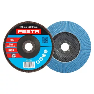 FESTA Disc abraziv 150 x 22,2 / P80 inox