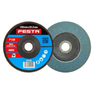 FESTA Disc abraziv 150 x 22,2 / P100 inox