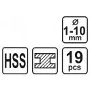 STHOR Set de burghie cu șurub 19 bucăți 1-10 mm HSS