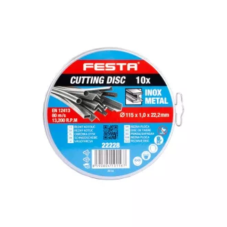   Disc de tăiere FESTA pentru metal în cutie metalică 115 x 1 x 22,2 mm (10 buc)