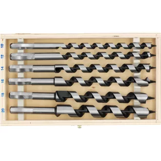   STHOR Set burghiu lemn 6 piese (10-12-14-16-18-20 mm) cutie din lemn 230 mm