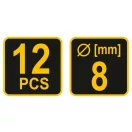 VOREL Set de frezat 12 piese 8 mm