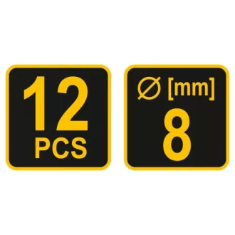 VOREL Set de frezat 12 piese 8 mm