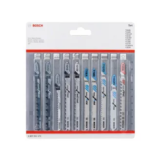   Set de lame de ferăstrău puzzle BOSCH 10 piese clemă T (lemn, metal, PVC)
