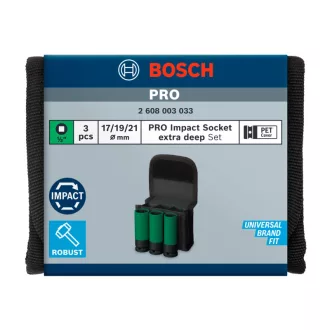   Set de chei pentru jante din aliaj BOSCH PRO cu 3 piese 1/2" 17/19/21 mm CrMo