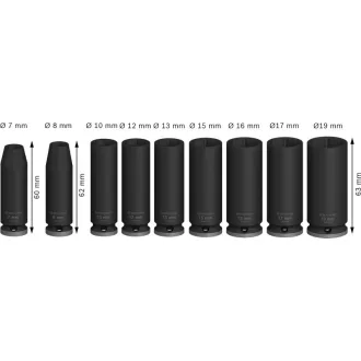   BOSCH PRO Set lung de chei tubulare pentru mașină, 9 piese, 3/8" 7-19 mm CrMo