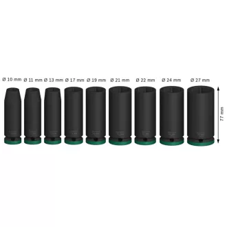   BOSCH PRO Set de chei tubulare lungi pentru mașină, 9 piese, 1/2" 10-27 mm CrMo