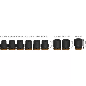   BOSCH PRO Set de chei tubulare pentru mașină, 9 piese, 3/4" 17-32 mm CrMo