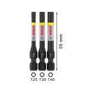 BOSCH PRO Set de vârfuri de impact 3 piese T25 / T30 / T40 x 55 mm 1/4" Hex